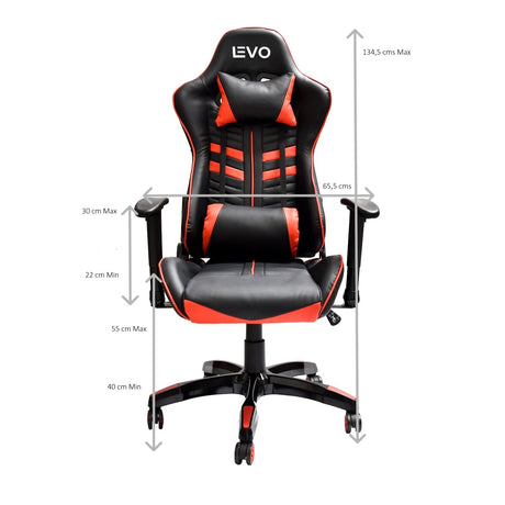 Silla Gamer Escritorio Ergonómica Negra Roja Levo