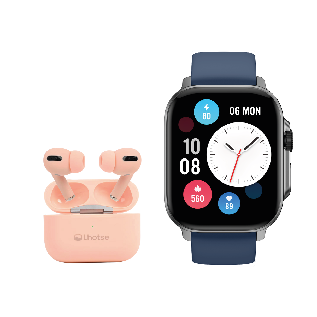 Pack Smartwatch Connect S03 Blue+ Audífono RM7 Pink Lhotse