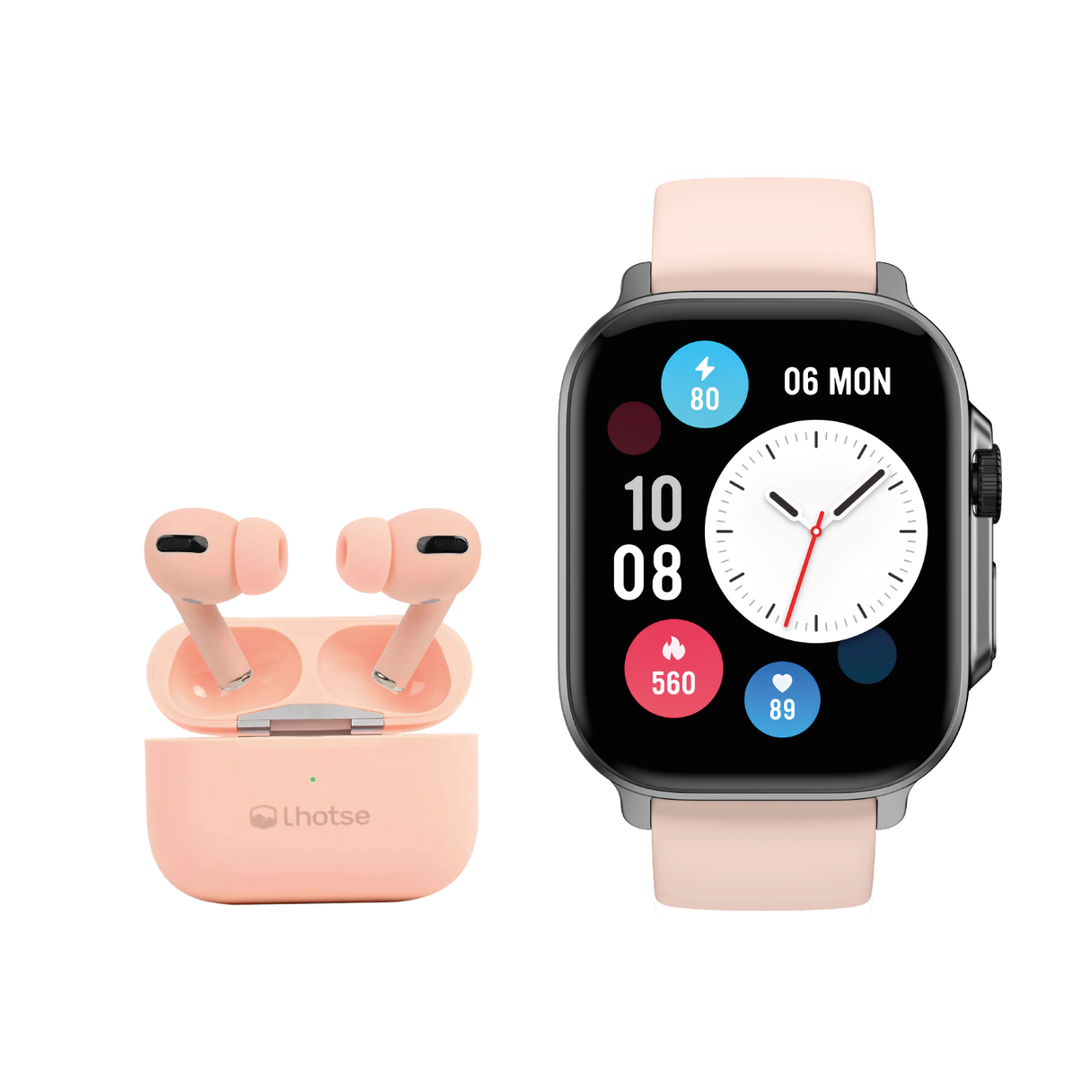 Pack Smartwatch Connect S03+ Audífono RM7 Pink Lhotse