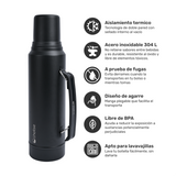 Termo Liquido Acero Inoxidable Classic 1,3 lts Lhotse Black