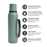 Termo Liquido Acero Inoxidable Classic 1,3 lts Lhotse Verde