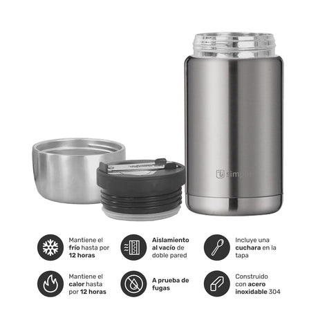 Termo de Comida Insulado Acero Inox 750 ml Gris Simplit