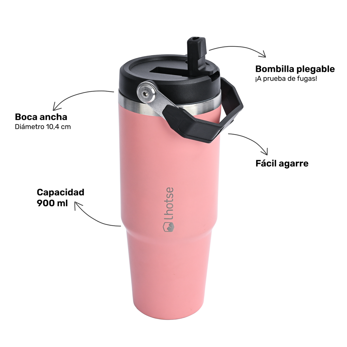 Botella Térmica Insulada Lhotse Travel Mug 900ml Pink