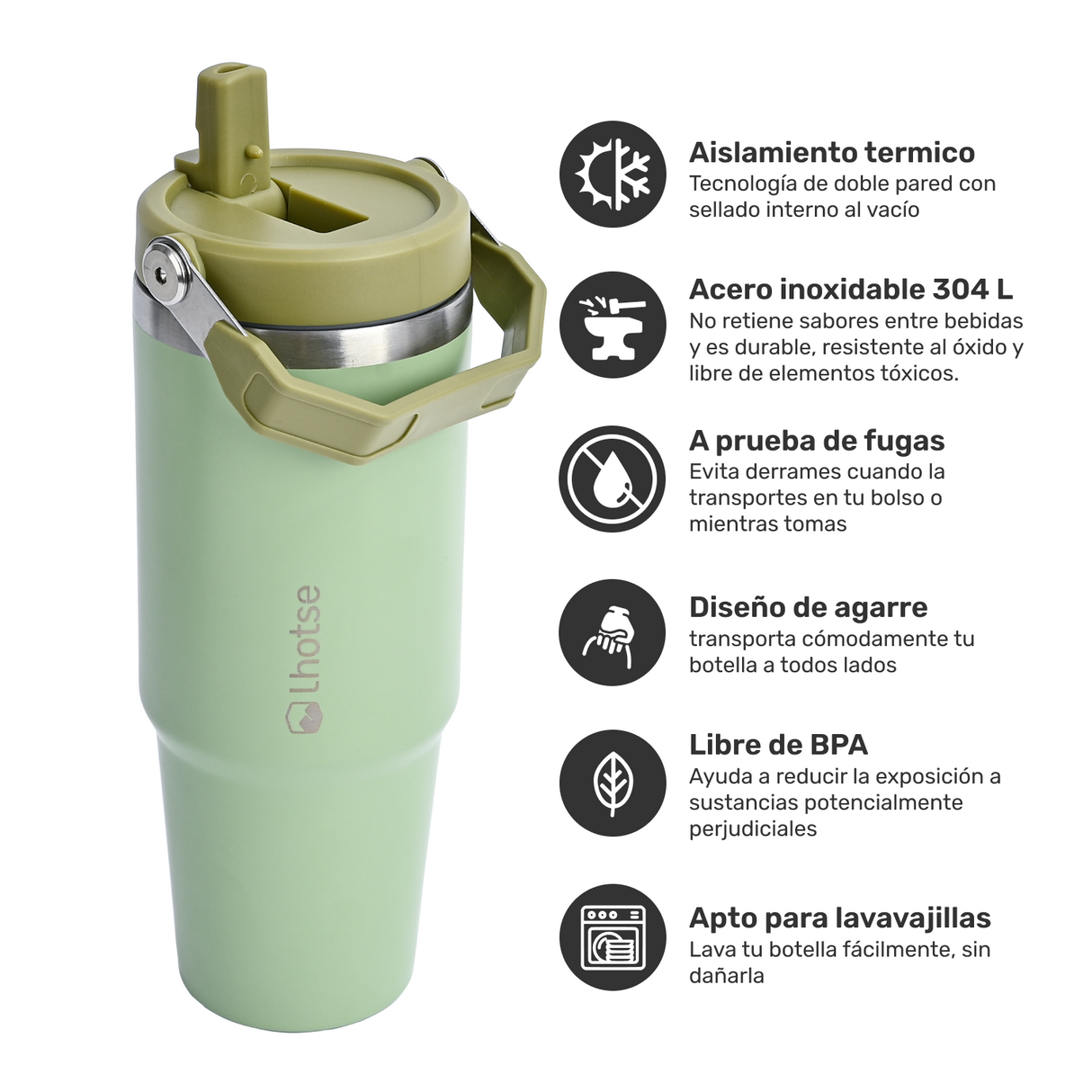 Botella Térmica Insulada Lhotse Travel Mug 900ml Green