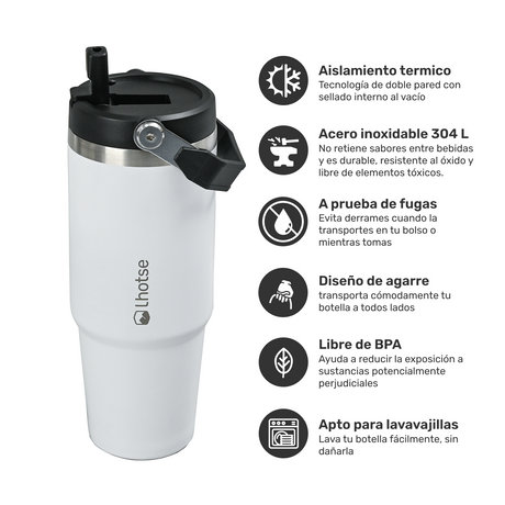 Botella Térmica Insulada Lhotse Travel Mug 900ml White