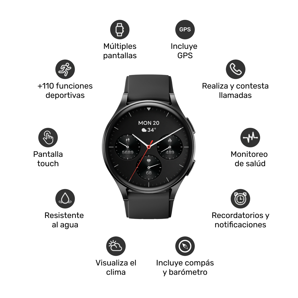 Pack Smartwatch Lhotse Vibe 05 Black + Audífonos Deportivo