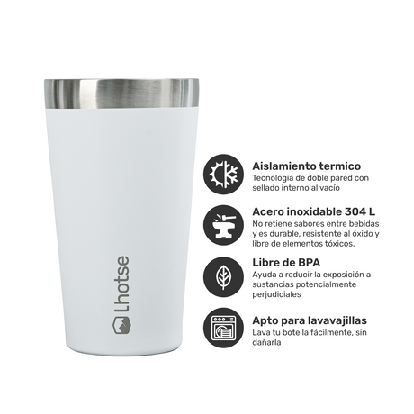 Vaso Térmico Insulado Camping 480ml White