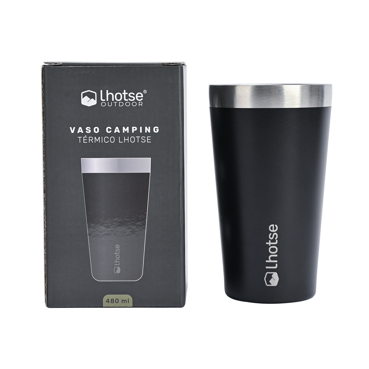 Vaso Térmico Insulado Camping 480ml Black