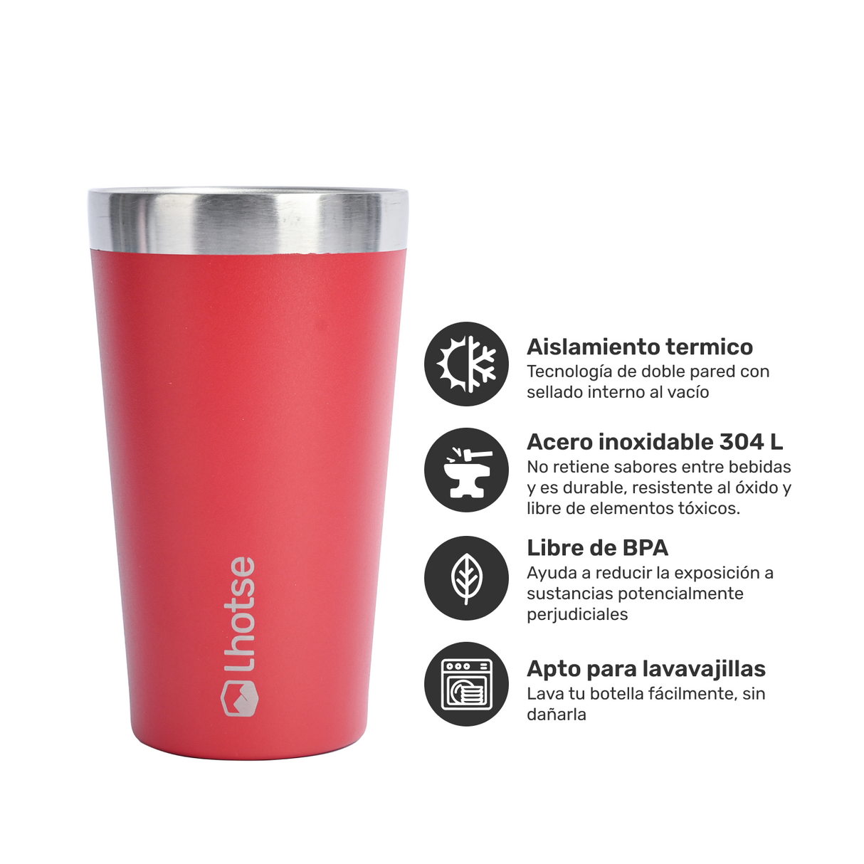 Vaso Térmico Insulado Camping 480ml Red