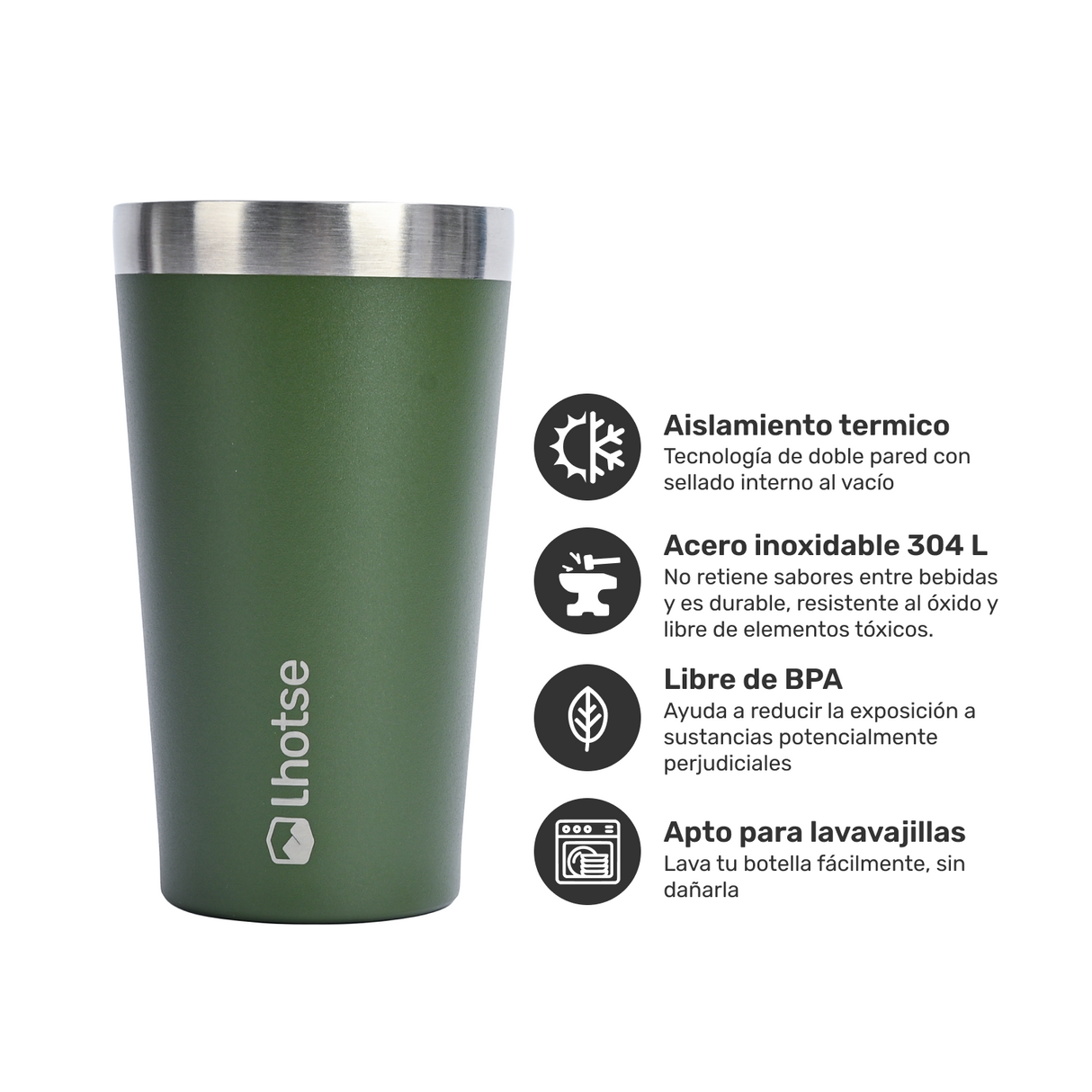 Vaso Térmico Insulado Camping 480ml Green