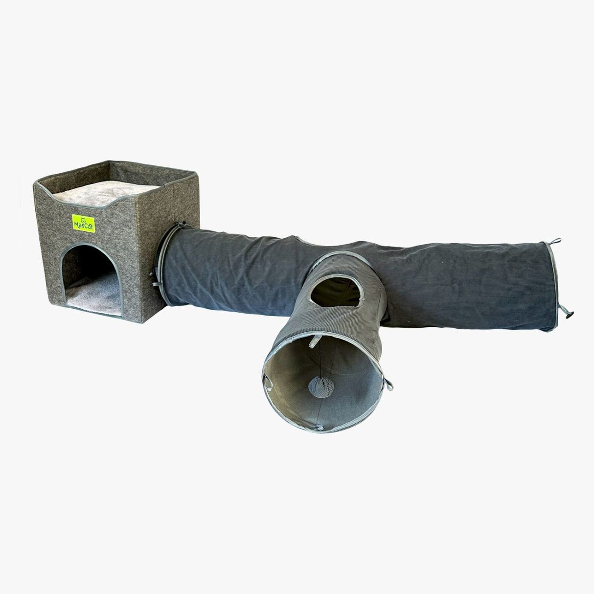 Cubo Tunel para Gatos Gris Mascan